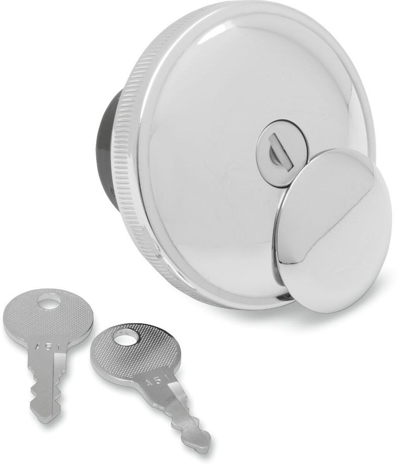 Drag Specialties Screw-In Locking Gas Cap Fuel Cap Chrome Silver Screw Cap Vented