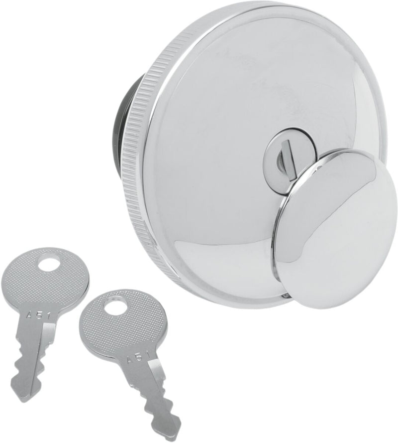 Drag Specialties Screw-In Locking Gas Cap Fuel Cap Chrome Silver Screw Cap Non-Vented #03-0320A-B
