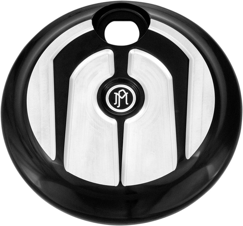 Performance Machine Fuel Door - Each, CNC Billet Aluminum, Scallop - Black / Contrast Cut™ / Silver for Harley-Davidson Touring & Trike 2008-2024