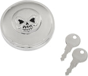 Drag Specialties Screw-In Locking Skull Gas Cap Fuel Cap Chrome Silver Non-Vented Steel #03-0320AS-B