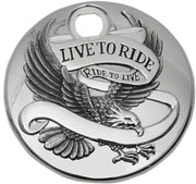 Drag Specialties "Live to Ride" Fuel Console Door Chrome Silver Die-Cast #T22-0150CA