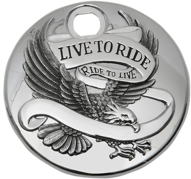 Drag Specialties "Live to Ride" Fuel Console Door Chrome Silver Die-Cast
