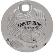 Drag Specialties "Live to Ride" Fuel Console Door Chrome Silver Die-Cast #T22-0151CA