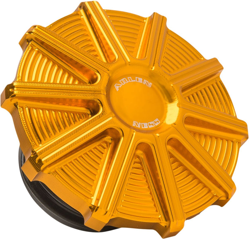 Arlen Ness Gold Anodised Vented 10 Gauge Gas Cap for Various Various Harley-Davidson Motorcycles (See Fitment List)