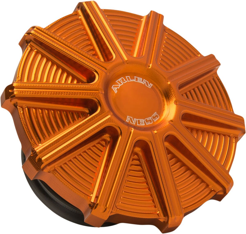 Arlen Ness Orange Anodised Vented 10 Gauge Gas Cap for Various Various Harley-Davidson Motorcycles (See Fitment List)