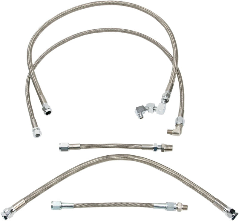 Drag Specialties Stainless Steel Braided Oil Line Kit Chrome Silver #606007