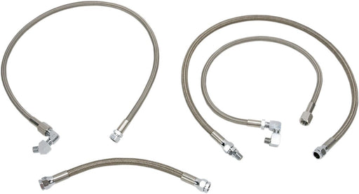 Drag Specialties Stainless Steel Braided Oil Line Kit Chrome Silver