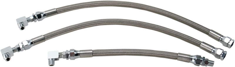 Drag Specialties Stainless Steel Braided Oil Line Kit Chrome Silver #606100