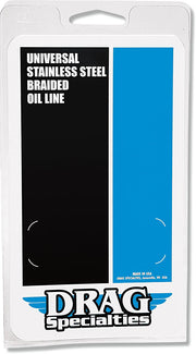 Drag Specialties Universal Stainless Steel Braided Oil Line Chrome Silver Each