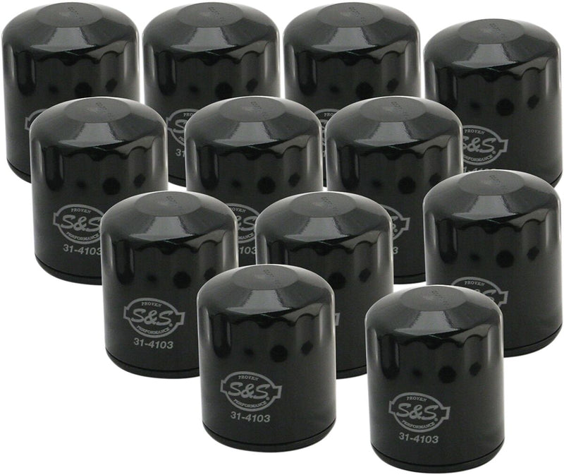 S&S Cycle Oil Filter Black Canister Steel 12 Pack #310-0241