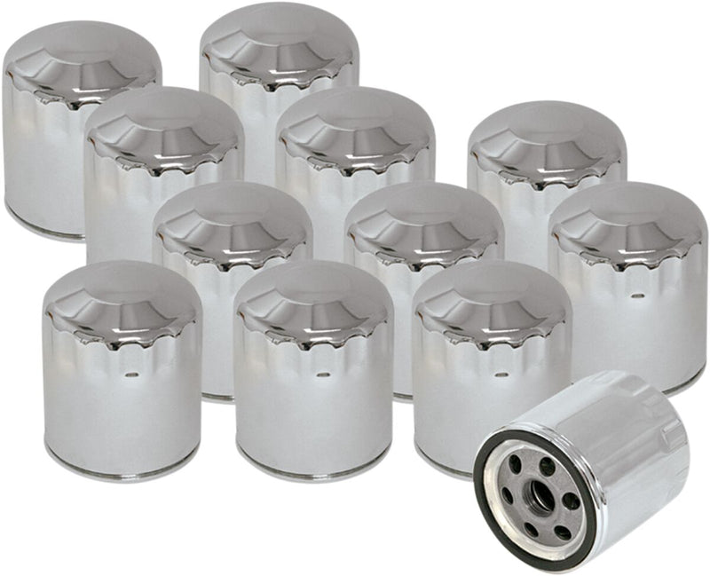 S&S Cycle Oil Filter Chrome Silver Canister Steel 12 Pack #310-0240