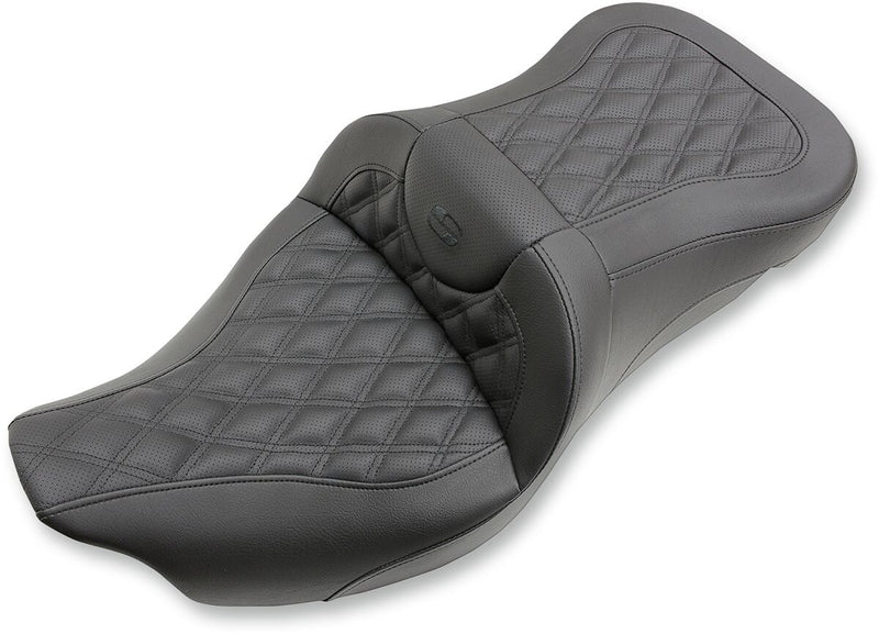 Saddlemen Road Sofa Lattice Stitch Extended Reach Seat w/o Backrest for 2008-2025 Harley-Davidson Touring and 2009-2013 Harley-Davidson Trikes Black