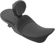 Drag Specialties Low Profile Mild Stitch Touring Seat w/Driver Backrest Provision for 1997-2007 Harley-Davidson Touring Motorcycles