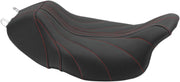 Mustang Seats American Beauty Red Gravity-Stitch Revere Journey Solo Seat for 2008-2025 Harley-Davidson Touring Models Black| Red #75059AB