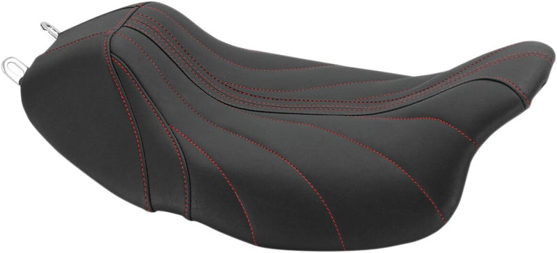 Mustang Seats American Beauty Red Gravity-Stitch Revere Journey Solo Seat for 2008-2025 Harley-Davidson Touring Models Black| Red