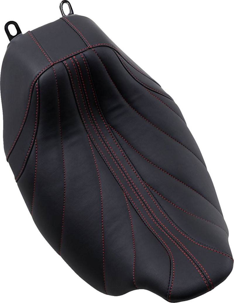 Mustang Seats American Beauty Red Gravity-Stitch Revere Journey Solo Seat for 2008-2025 Harley-Davidson Touring Models Black| Red #75059AB