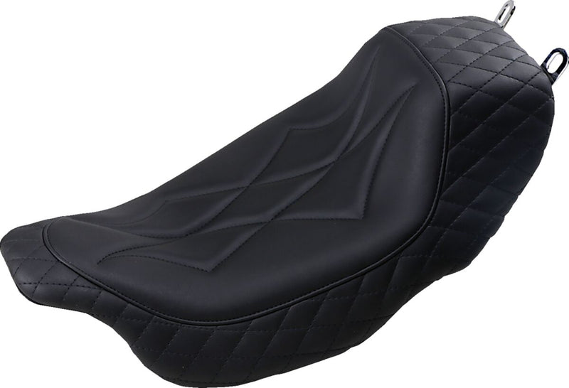 Mustang Seats Black Diamond-Stitch Revere Journey Solo Seat for 2008-2025 Harley-Davidson Touring Models #75130