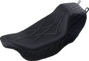 Mustang Seats Black Diamond-Stitch Revere Journey Solo Seat for 2008-2025 Harley-Davidson Touring Models