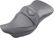 Saddlemen Black Extended Reach Road Carbon-Fibre Sofa Seat for 2008-2025 Harley-Davidson Touring Models Black| Silver #808-07B-186
