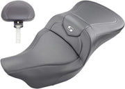 Saddlemen Black Extended Reach Road Carbon-Fibre Sofa Seat w/Backrest for 2008-2025 Harley-Davidson Touring Models Black| Silver #808-07B-186BR