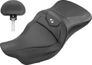 Saddlemen Road Sofa Seat w/Backrest for 2008-2025 Harley-Davidson Touring Models Black #808-07B-185BR