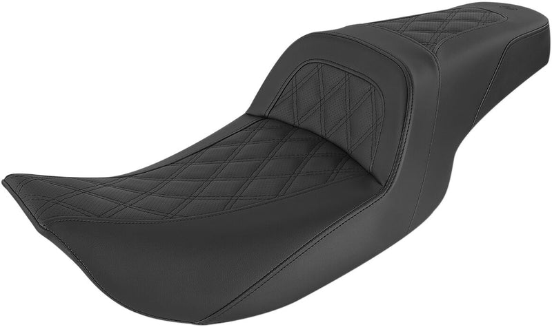 Saddlemen Slim Lattice Stitched 2 Up Seat for 1997-2007 Harley-Davidson Road King and 2006-2007 Harley-Davidson Street Glide Motorcycles Black #897-06-162