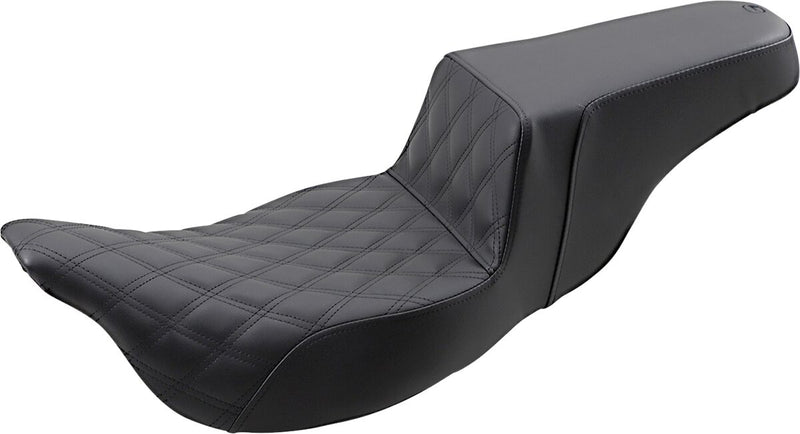 Saddlemen Black Lattice Stitched Step Up Seat for 2008-2025 Harley-Davidson Touring Models