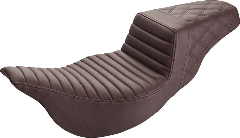 Saddlemen Brown Extended Reach Front Tuck-n-Roll/Rear Lattice Stitch Step-Up Seat for 2008-2025 Harley-Davidson Touring Models Black| Brown