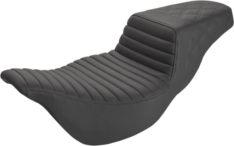 Saddlemen Black Extended Reach Front Tuck-n-Roll/Rear Lattice Stitch Step-Up Seat for 2008-2025 Harley-Davidson Touring Models #808-07B-176E