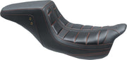 Mustang Squareback One-Piece Seat Black Red Vinyl