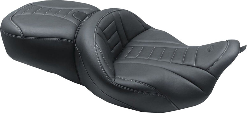 Mustang One-Piece Deluxe Touring Seat with Removable Backrest Option Black Grey #79006GM