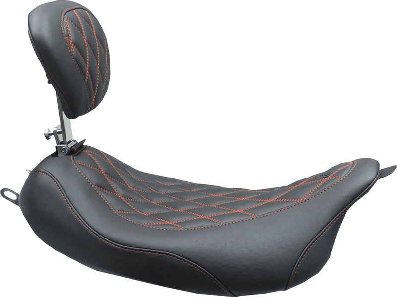 Mustang Wide Tripper™ Solo Seat With Removable Driver Backrest Black Red #79727AB