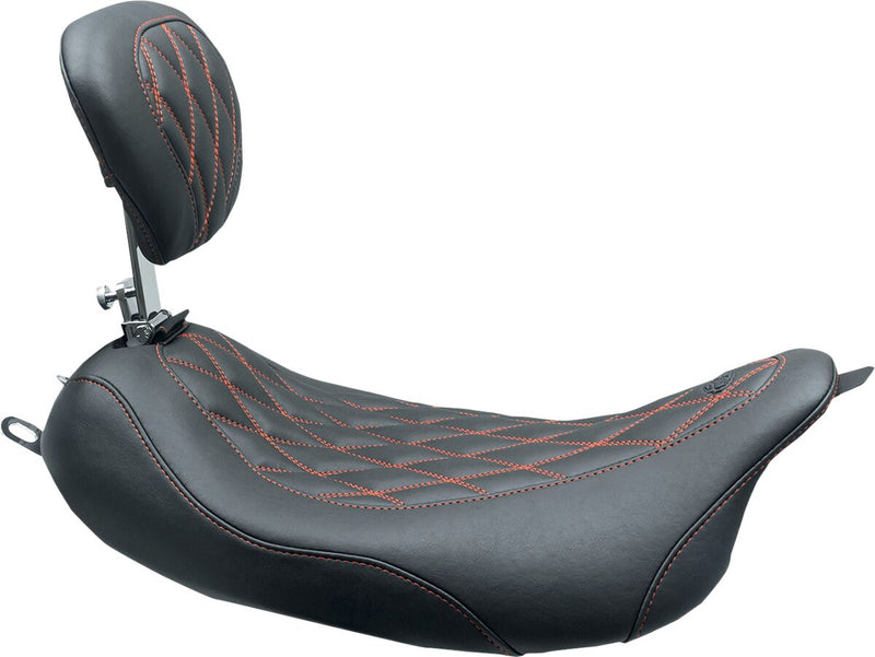 Mustang Wide Tripper™ Solo Seat With Removable Driver Backrest Black Red #79727AB