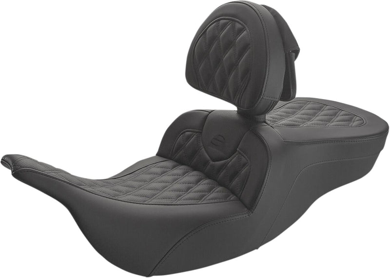 Saddlemen Roadsofa™ Lattice Stitched Seat - 2-Up Seat, Saddlehyde™, Each - Black for Harley-Davidson Touring 1997-2007