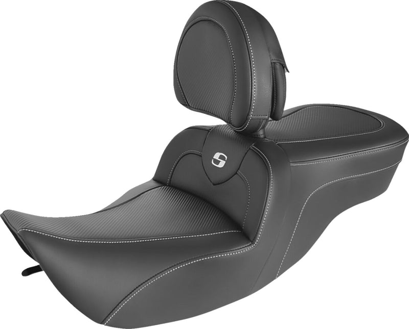 Saddlemen Roadsofa™ Carbon Fiber Seat - Each, Carbon Fiber /  Saddlehyde™, One-Piece - Black for Harley-Davidson Touring 1997-2007