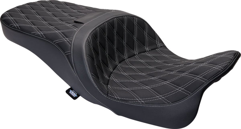 Drag Specialties Seats Freedom Touring Seat Black Silver 2-Up Seat Vinyl #0801-1482