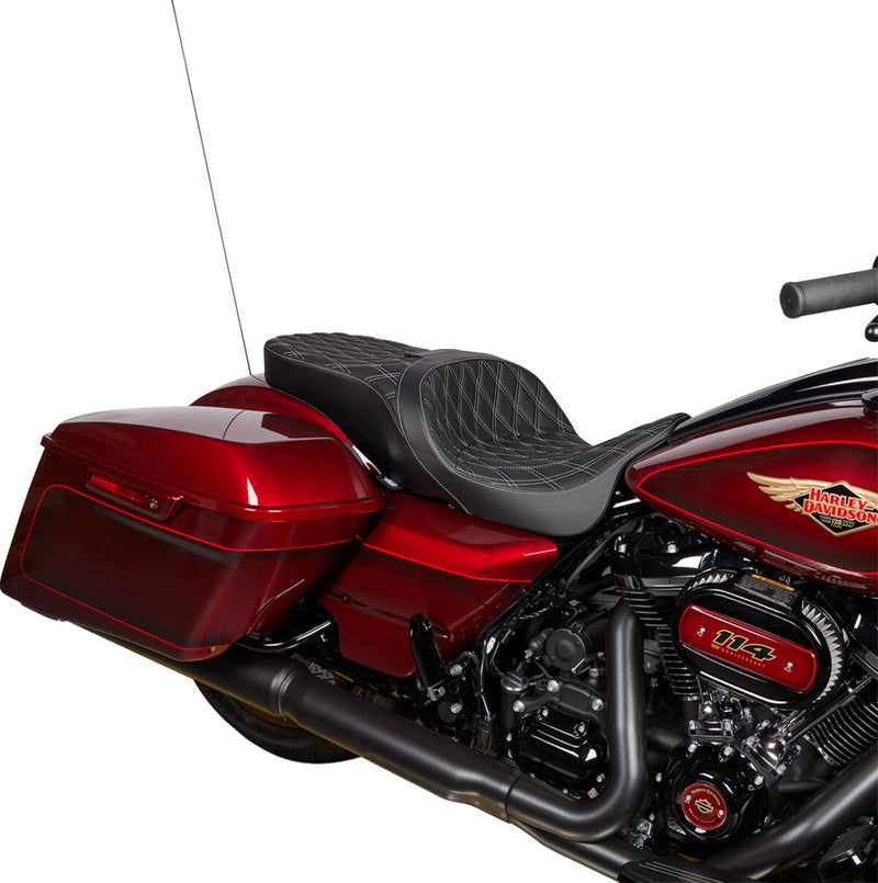 Drag Specialties Seats Freedom Touring Seat Black Silver 2-Up Seat Vinyl #0801-1482