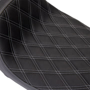 Drag Specialties Black Predator 1-up Vinyl Double Diamond Silver Seat W/out Backrest for 2008-2023 Harley-Davidson Touring and 2009-2023 Harley-Davidson Trike Motorcycles