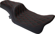 Drag Specialties Seats Predator 1-Up Seat Black Vinyl Black| Red