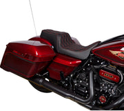 Drag Specialties Seats Predator 1-Up Seat Black Vinyl Black| Red #08011491