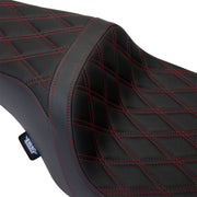 Drag Specialties Seats Predator 1-Up Seat Black Vinyl Black| Red #08011491