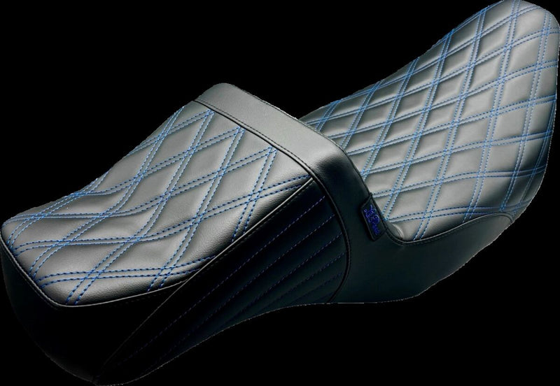 Le Pera Tailwhip Daddy Long Legs Seat Black Blue 2-Up Seat BikerTec