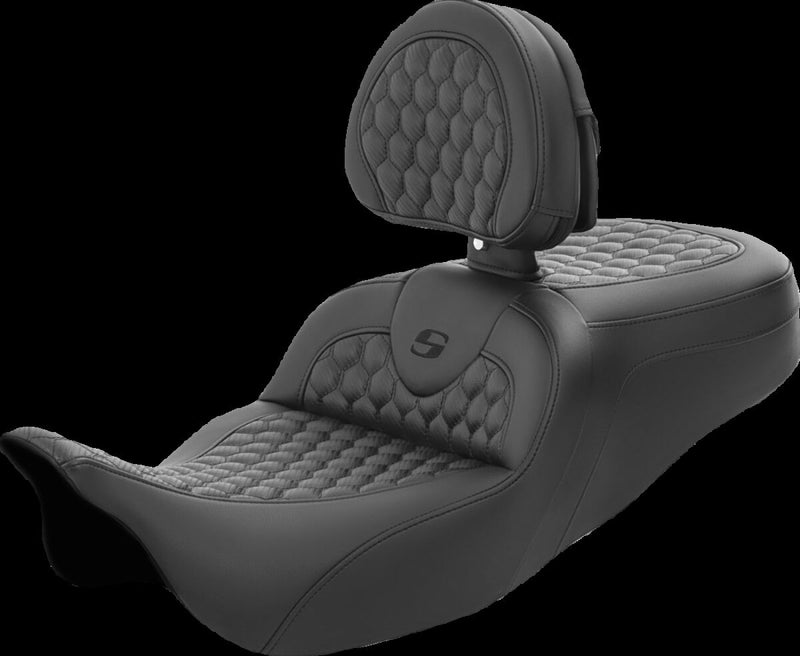 Saddlemen Honeycomb Roadsofa™ Seat - Saddlehyde™, 2-Up Seat, Each - Black for Harley-Davidson Touring 2008-2024