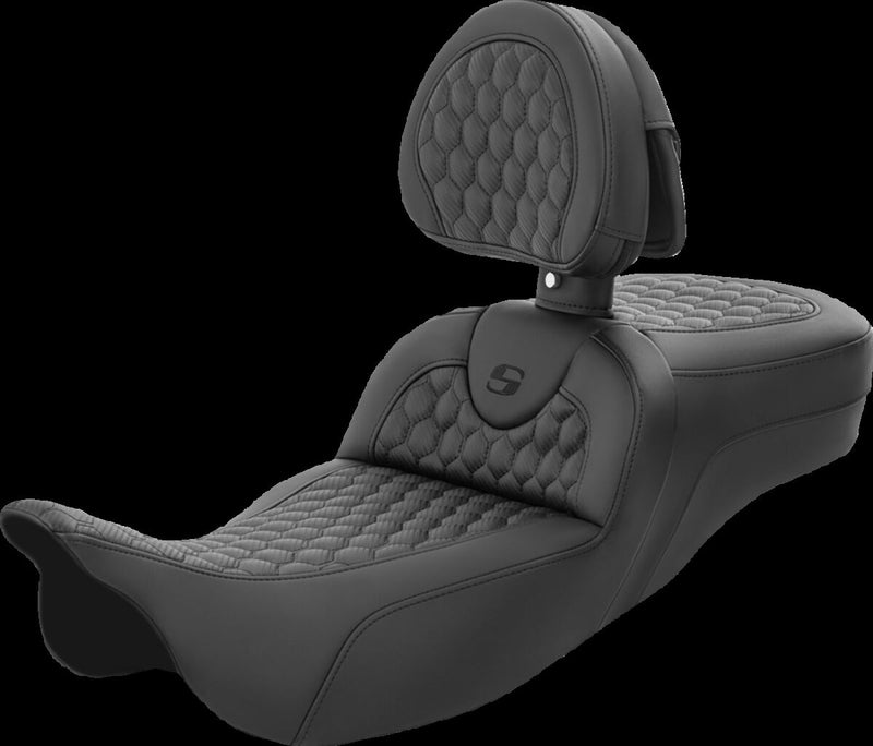 Saddlemen Honeycomb Roadsofa™ Seat - Each, 2-Up Seat, Saddlehyde™ - Black for Harley-Davidson Touring 2008-2024
