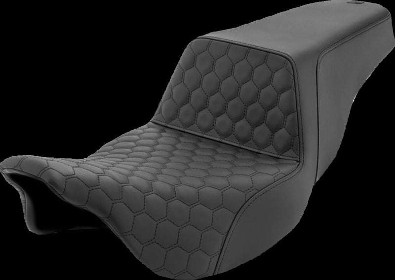 Saddlemen Honeycomb Step-up Seat - Saddlehyde™, 2-Up Seat, Each - Black for Harley-Davidson Touring & Trike 2008-2024