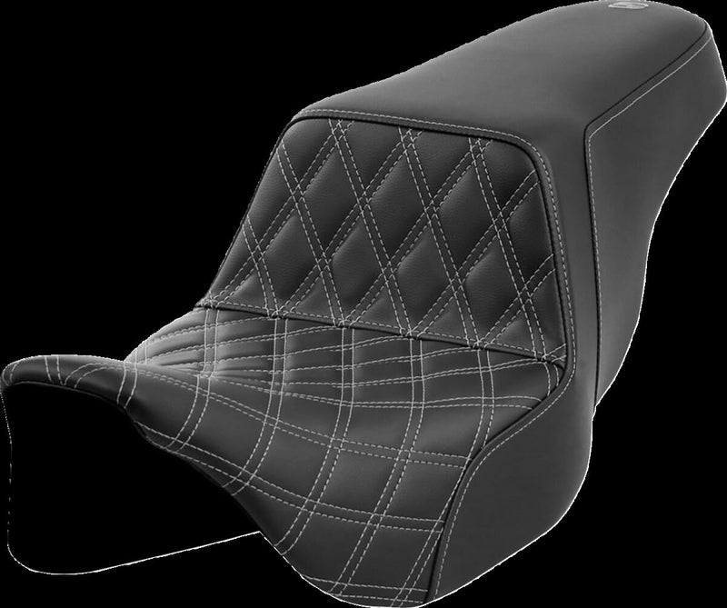 Saddlemen Lattice Stitch Step-up Seat - Each, Saddlehyde™, 2-Up Seat - Black / Gray for Harley-Davidson Touring & Trike 2008-2024