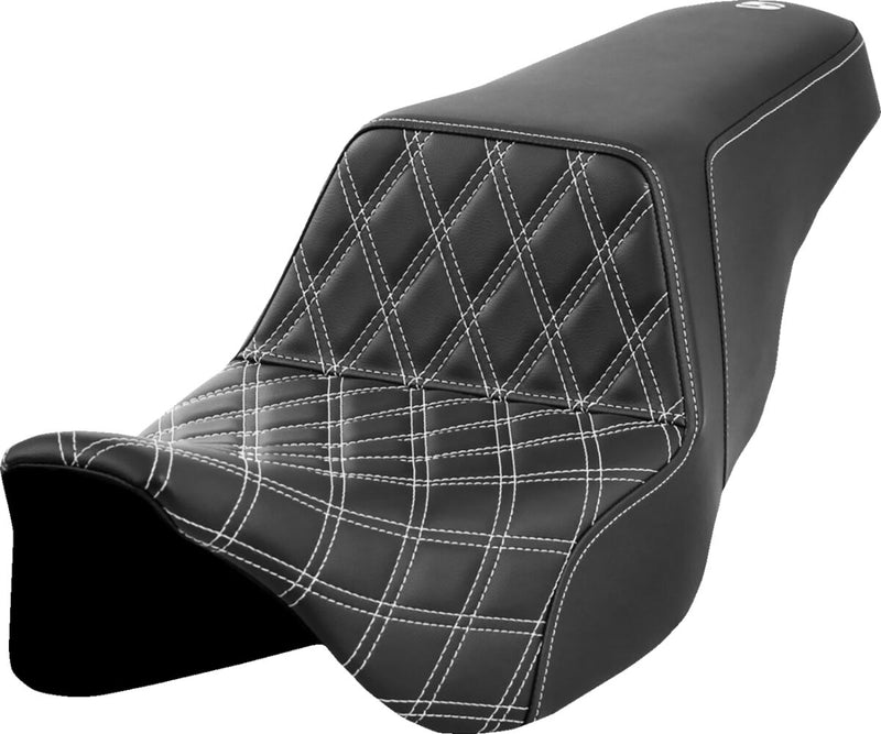 Saddlemen Lattice Stitch Step-up Seat - 2-Up Seat, Each, Saddlehyde™ - Black / White for Harley-Davidson Touring & Trike 2008-2024