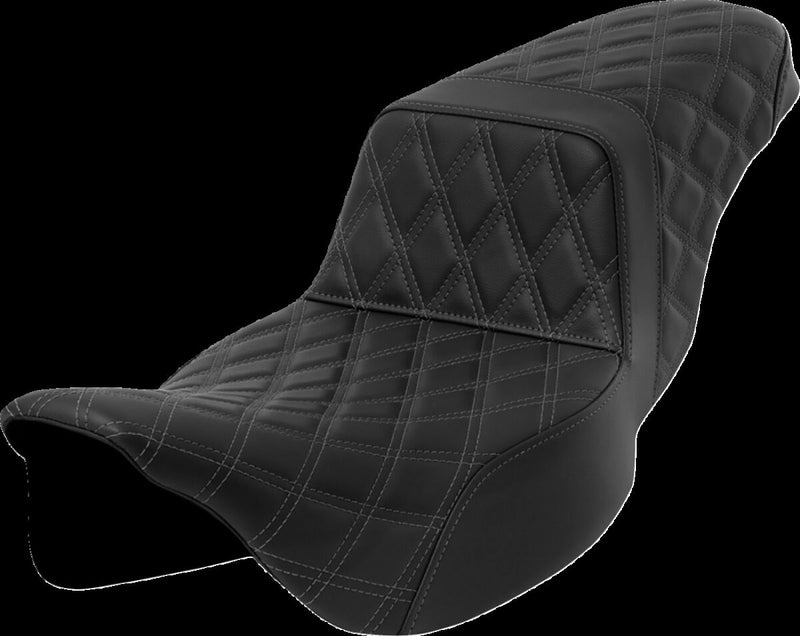 Saddlemen Lattice Stitch Step-up Seat - 2-Up Seat, Each, Saddlehyde™ - Black / Gray for Harley-Davidson Touring & Trike 2008-2024
