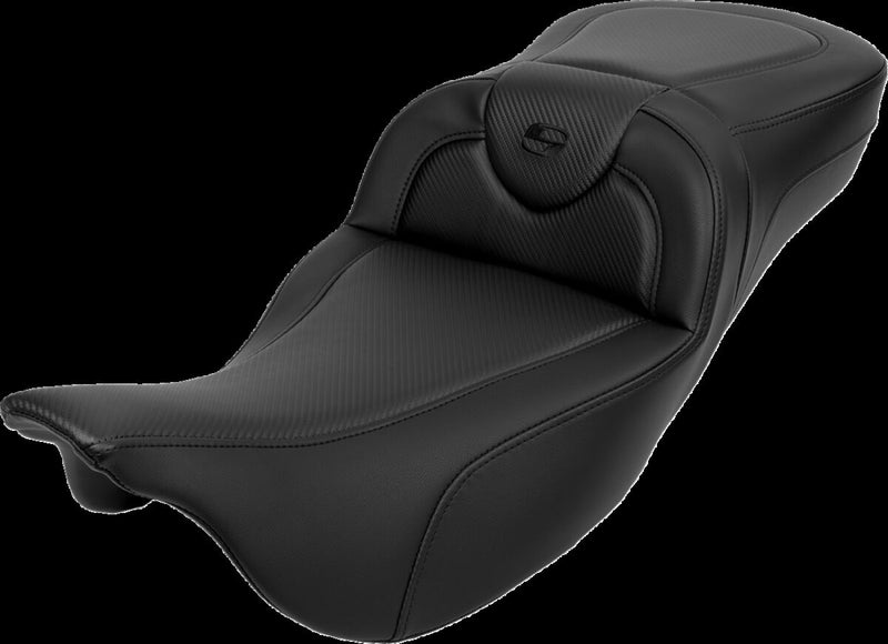 Saddlemen Roadsofa™ Carbon Fiber Seat - Each, Leather /  Saddlehyde™, 2-Up Seat - Black for Harley-Davidson Touring 2008-2024