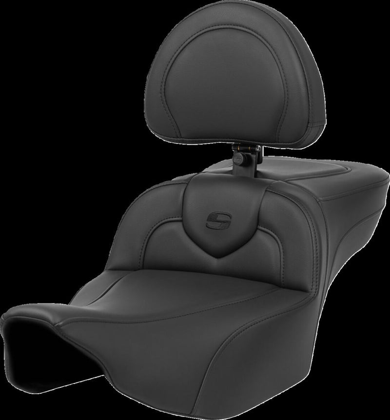Saddlemen Roadsofa™ Extended Reach Seat - 2-Up Seat, Leather /  Saddlehyde™ - Black for Harley-Davidson Touring 2023-2026